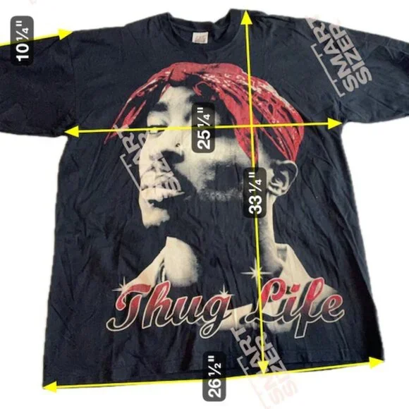 Vintage 90s Tupac Thug Life Hip Hop Black T‑Shirt 3XL Pro Special Made in USA